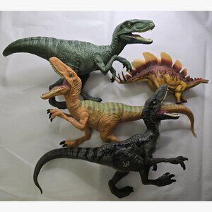 Jurassic World Lot Of 3 Raptor Dinosaur Figure 2015, Plus One Steg, See PHOTOs!
